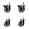 Service Caster Semi Steel Swivel Grip Ring Caster Set 44'' Wheels&7/16'' Stems-2 w/BRK, 4PK SCC-GR20S414-SSS-PLB-716138-2-S-2 - alternate 1